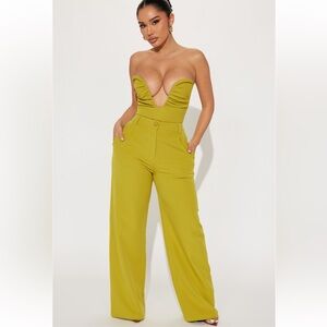 Petite Fashion Nova Feel My Vibe Pant Set Chartreuse XS